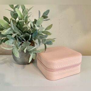 Blush Pink Square Jewelry Travel Case